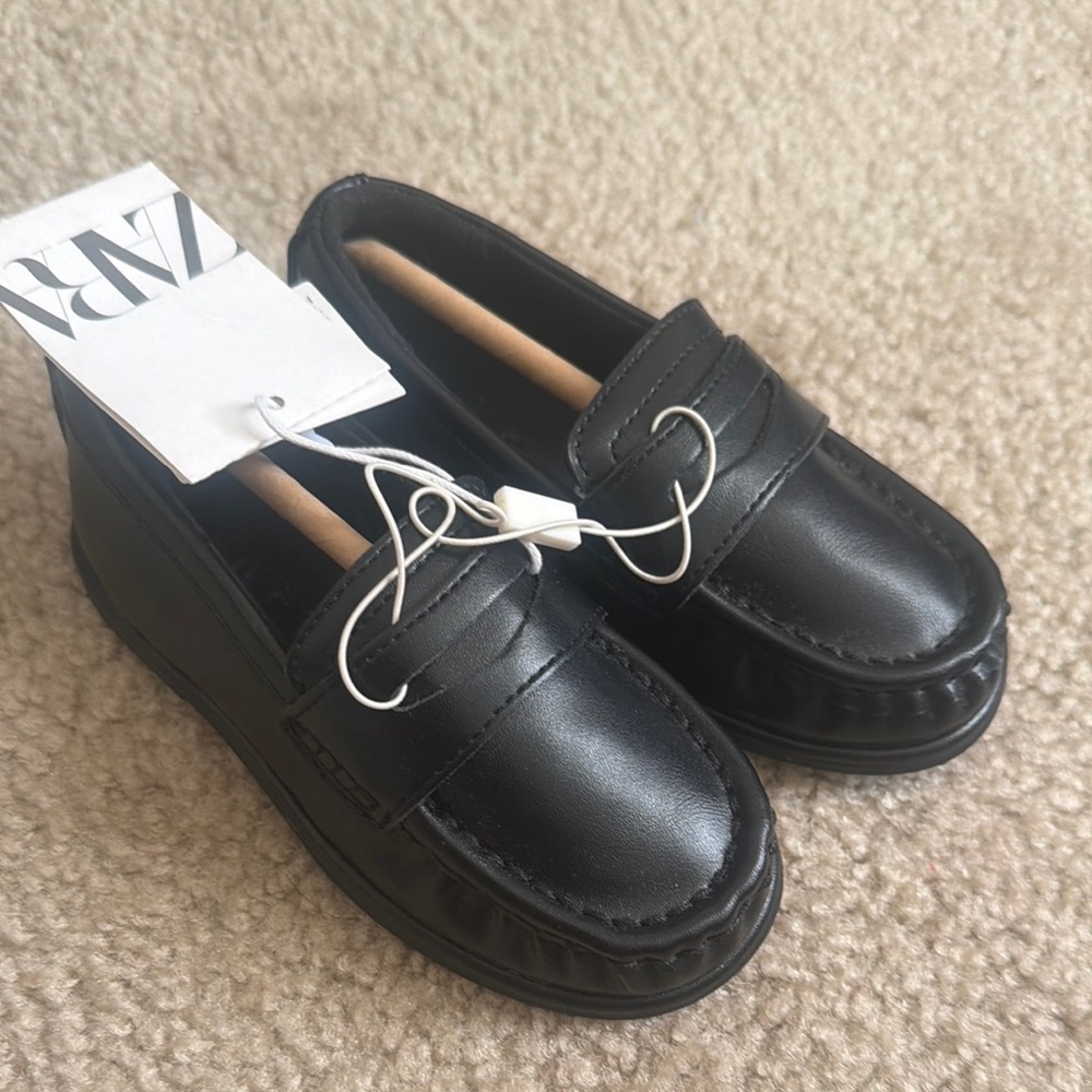 Black Kids Leather-Look Loafers - Zara